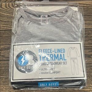 Only Boys Gray Thermal Sleep Set XS Fleece‎ Thermal Lined Long Sleeve Ultra Soft